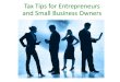 Tax Tips for Entrepreneurs and Small Business Owners