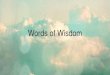 Words of Wisdom briefing 2014