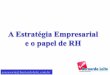 A estratégia empresarial e o papel de rh