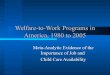 Welfare-to-work programs in America, 1980 to 2005: Meta-analytic evidence of the importance of job and child care availability