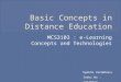 Basic Concepts in Distance Education