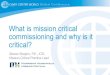 What is mission critical commissioning and why is it critical