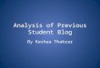 Analysis of previous student blog