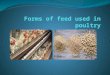 Forms of feed used in poultry