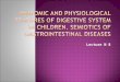 Anatomic and physiological features of digestive system in children. semiotics of gastrointestinal diseases