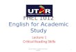 Lecture 1 - Critical Reading Skills I - Student Copy