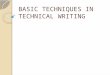 Basic Techniques in Technical Writing
