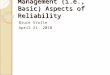 Strategic Mgt in Reliability Mgt
