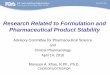 FDA-research Related to Formulation & Pharmaceutical Product Stability