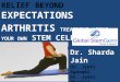 RELIEF BEYOND EXPECTATIONS ARTHRITIS TREATMENT USING YOUR OWN STEM CELLS Dr. Sharda Jain Lifecare Centre