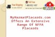 MyHazmatPlacards.com Offers An Extensive Range Of NFPA Placards