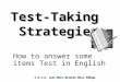 Test Taking Strategies for English