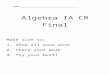 Algebra IA Final
