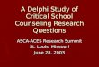 A Delphi Study of Critical School Counseling Research Questions ASCA-ACES Research Summit St. Louis, Missouri June 28, 2003