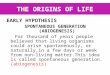 THE ORIGINS OF LIFE EARLY HYPOTHESIS SPONTANEOUS GENERATION (ABIOGENESIS) For thousand of years people believed that living organisms could arise spontaneously,