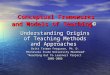 Conceptual Frameworks and Models of Teaching© Understanding Origins of Teaching Methods and Approaches Britt Tatman Ferguson, Ph. D. Minnesota State University