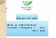 Financial Aid What is Satisfactory Academic Progress ? (SAP) 2014-2015 What is Satisfactory Academic Progress ? (SAP) 2014-2015