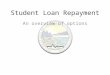 Student Loan Repayment An overview of options. Repayment Your students may have a variety of student loans. The three types of loans you will encounter