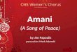 CNS Women’s Chorus Caryn Patterson - Director Amani (A Song of Peace) by Jim Papoulis percussion: Mark Adamski Lyrics