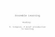 Ensemble Learning Reading: R. Schapire, A brief introduction to boosting
