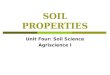 SOIL PROPERTIES Unit Four: Soil Science Agriscience I