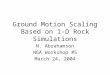 Ground Motion Scaling Based on 1-D Rock Simulations N. Abrahamson NGA Workshop #5 March 24, 2004