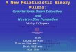 A New Relativistic Binary Pulsar: Gravitational Wave Detection and Neutron Star Formation Vicky Kalogera Physics & Astronomy Dept with Chunglee Kim (NU)