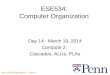 Penn ESE534 Spring2014 -- DeHon 1 ESE534: Computer Organization Day 14: March 19, 2014 Compute 2: Cascades, ALUs, PLAs