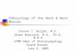 Embryology of the Neck & Neck Masses Steven T. Wright, M.D. Shawn Newlands, M.D., Ph.D, M.B.A UTMB Dept of Otolaryngology Grand Rounds June 8, 2005