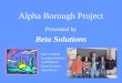 Alpha Borough Project Presented by Beta Solutions Dave Woodruff Crystalann Harbold Todd Baldwin Katie O’Connor Adam Brown