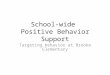 School-wide Positive Behavior Support Targeting behavior at Brooke Elementary