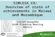 SIMLESA CA: Overview of state of achievements in Malawi and Mozambique Isaiah Nyagumbo GCAP Planning Meeting Mexico