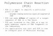 Polymerase Chain Reaction (PCR) PCR is a means to amplify a particular piece of DNA Amplify= making numerous copies of a segment of DNA PCR can make billions