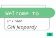 Welcome to 6 th Grade Cell Jeopardy. $100 $200 $300 $400 $100 $200 $300 $400 Cells, Cells They’re Made Of Organelles Organisms Cell Cycle
