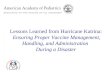 Lessons Learned from Hurricane Katrina: Ensuring Proper Vaccine Management, Handling, and Administration During a Disaster