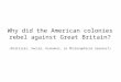 Why did the American colonies rebel against Great Britain? (Political, Social, Economic, or Philosophical reasons?)