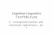 Cognitive Linguistics Croft&Cruse 3: Conceptualization and construal operations, pt. 1