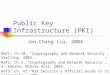 Public Key Infrastructure (PKI) Jen-Chang Liu, 2004 Ref1: Ch.10, “ Cryptography and Network Security ”, Stalling, 2003. Ref2: Ch.5, “ Cryptography and