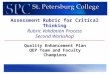 Assessment Rubric for Critical Thinking Rubric Validation Process Second Workshop Quality Enhancement Plan QEP Team and Faculty Champions