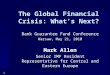 1 The Global Financial Crisis: What’s Next? Bank Guarantee Fund Conference Warsaw, May 21, 2010 Mark Allen Senior IMF Resident Representative for Central