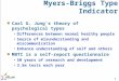 1 Myers-Briggs Type Indicator Carl G. Jung’s theory of psychological types Differences between normal healthy people Source of misunderstanding and miscommunication