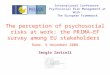 The perception of psychosocial risks at work: the PRIMA-EF survey among EU stakeholders Rome, 5 November 2008 Sergio Iavicoli International Conference