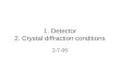 1. Detector 2. Crystal diffraction conditions 2-7-05