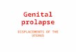 Genital prolapse DISPLACEMENTS OF THE UTERUS. The uterus is normally anteverted,anteflexed Version: is the angle between the longitudinal axis of cervix,