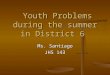 Ms. Santiago JHS 143 Youth Problems during the summer in District 6 Youth Problems during the summer in District 6