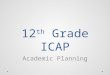 12 th Grade ICAP Academic Planning. Overview 1.Introduce steps for post-secondary transition o For college - (e.g. college portal, FAFSA verification,