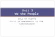 Unit 3 We the People BILL OF RIGHTS First 10 Amendments to the Constitution