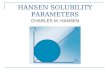 HANSEN SOLUBILITY PARAMETERS CHARLES M. HANSEN. WHY KEEP GOING? ”Even if you’re on the right track, you’ll get run over if you just sit there.” - Will