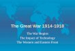 The Great War 1914-1918 The War Begins The Impact of Technology The Western and Eastern Front