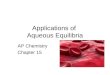 Applications of Aqueous Equilibria AP Chemistry Chapter 15
